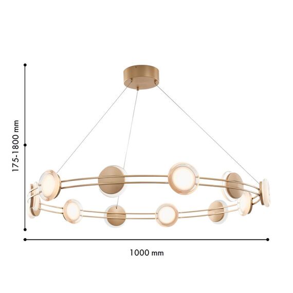4334-12P, подвесная люстра, D1000xH175/1800, 12xLEDx4W, 3840LM, 4000K, included, изображение 2