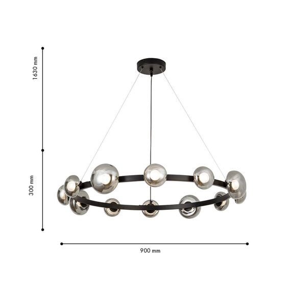 4517-12P, подвесная люстра, D900xH300/1630, 12xLEDx5W, 4800LM, 4000K, included, изображение 2