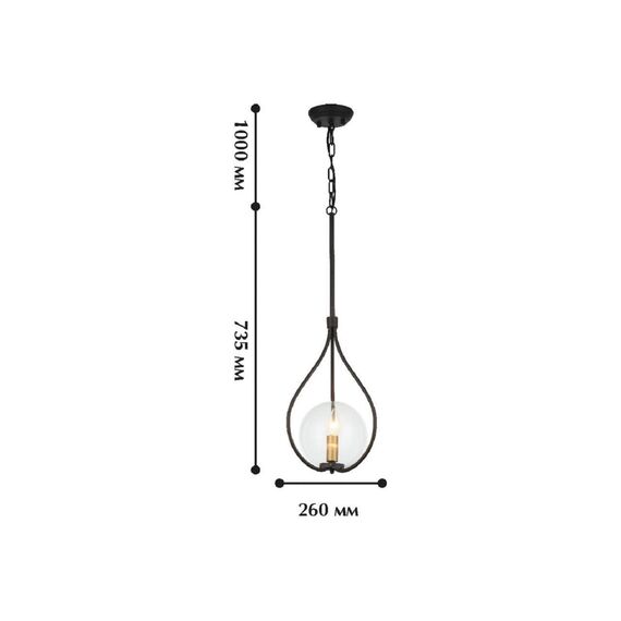 1905-1P, подвес, D260xH735/1820, 1xE14x40W, excluded, изображение 2