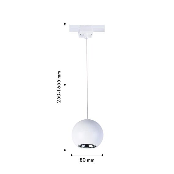 4228-1P, трековый светильник, D80xH1650, LEDx8W, 42V, 400LM, 3000-6000K, CRI>90, included, изображение 2