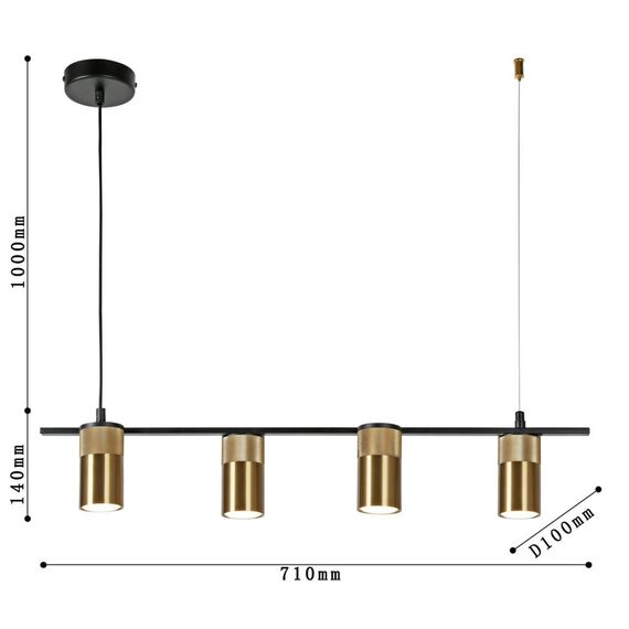 2827-4P, подвесная люстра, L710xW100xH140/1140, 4xGU10x35W, included, изображение 5