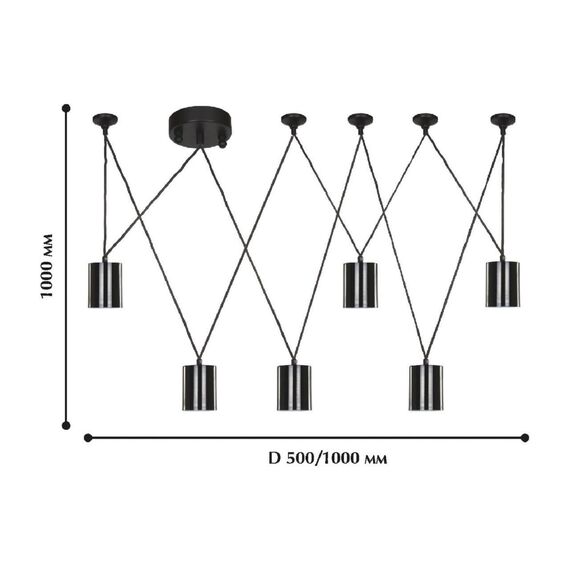 1441-6P, подвесная люстра, D500/1000xH1000, 6xGU10LEDx5W, 2400LM, 3000K, included, изображение 2