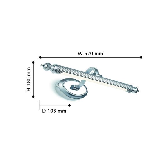 2434-1W, настенный светильник, D200xW550xH120, 1xLEDx8W, 640LM, 4000K, IP44, included, изображение 2