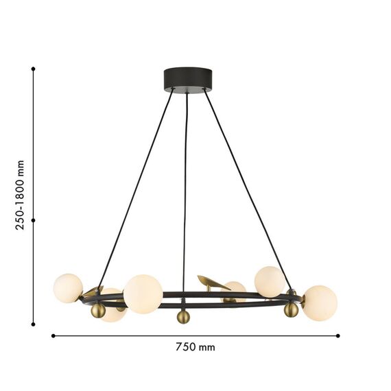 4324-6P, подвесная люстра, D750xH255/1800, 6xLEDx5W, 2400LM, 4000K, included, изображение 2