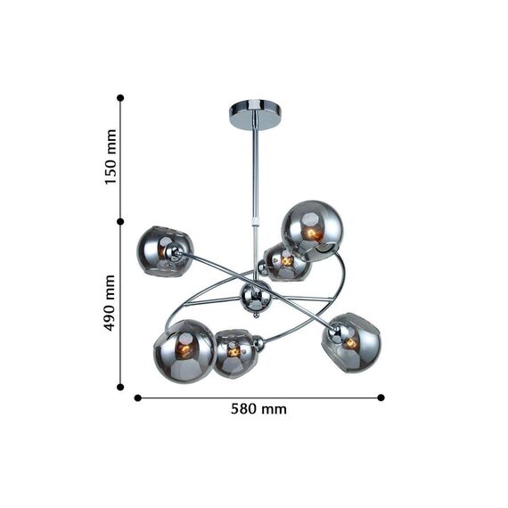2342-6P, люстра, D580xH490/640, 6xE14x40W, excluded, изображение 3