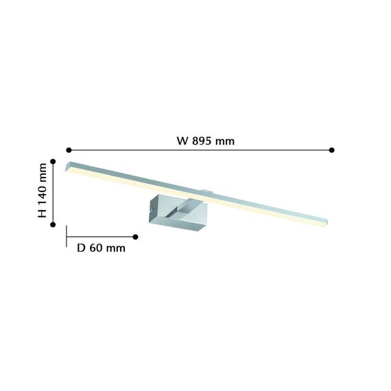 2433-3W, настенный светильник, D140xW880xH60, 1xLEDx16W, 1280LM, 4000K, IP44, included, изображение 3