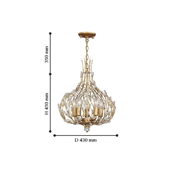 2020-5P, люстра подвесная, D420xH450/800, 5xE14x40W, excluded, изображение 2