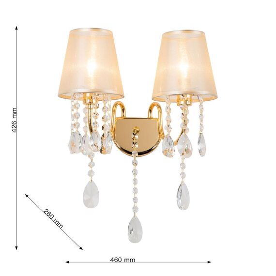 2868-2W, настенный светильник, D260xW460xH425, 2xE14x40W, excluded, изображение 3