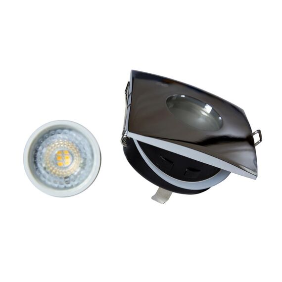 2593-1C, светильник врезной, лампа в комплекте, размеры L*H: 83*83 мм, диаметр монтажного отверстия 73 мм, материал алюминий, цвет хром, степень защиты: IP44, мощность лампы 5W, тип лампы MR16, цоколь GX53, изображение 3