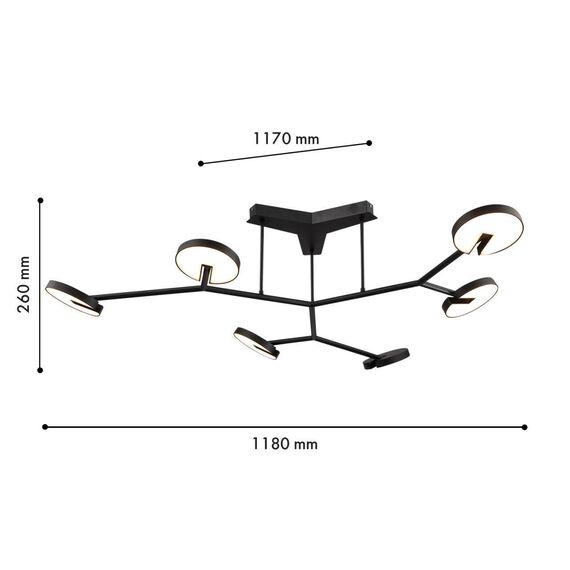 4401-6C, потолочная люстра, L1180xW1170xH260, 6xLEDx12W, 6300LM, 3000K, IP20, included, изображение 2