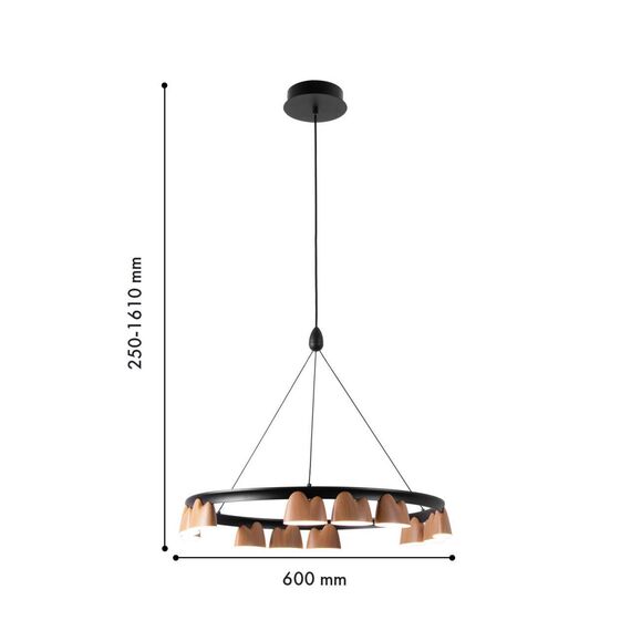 4266-12P, подвесная люстра, D600xH250/1610, LEDx55W, 2400LM, 4000K, included, изображение 3