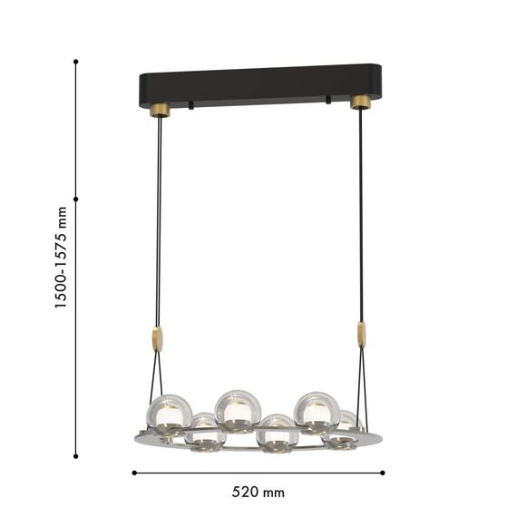 4291-6P, подвесная люстра, D520xH1500/1575, 6xLEDx7.5W, 3600LM, 4000K, included, изображение 2