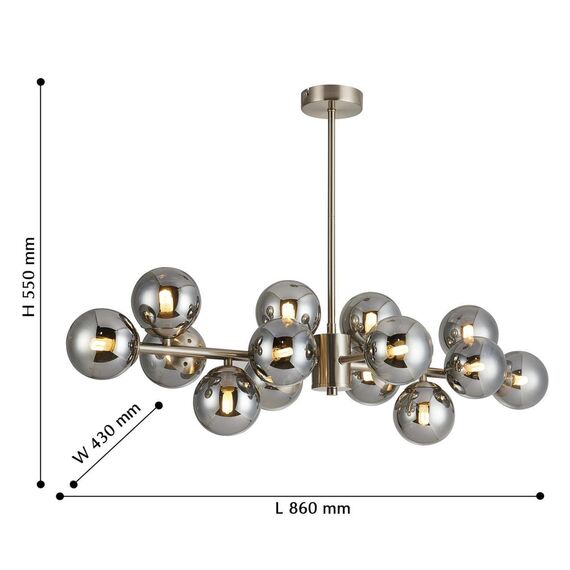 2650-14P, подвесная люстра, L860xW430xH370/550, 14xG9x28W, excluded, изображение 3