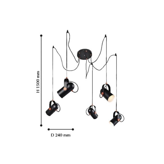 2007-5P, люстра подвесная, D240xH1500, 5xE14x40W, excluded, изображение 2