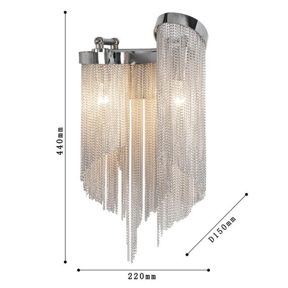 1156-2W, настенный светильник, D150xW220xH440, 2xE14x40W, excluded, изображение 3