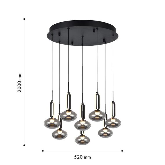 4284-8P, подвесная люстра, D520xH2000, 8xLEDx9W, 3600LM, 4000K, included, изображение 2