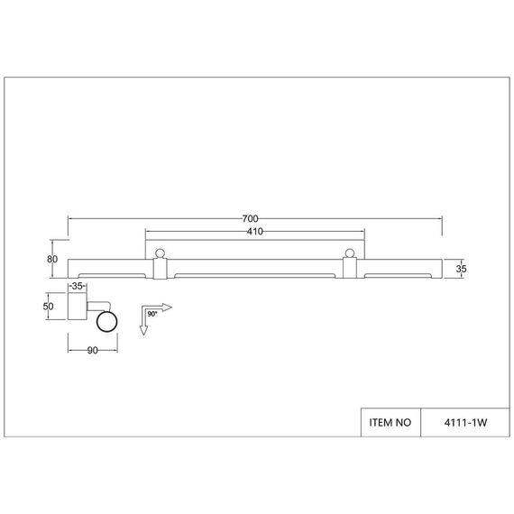 4111-1W, настенный светильник, D90xW700xH80, LEDx22W, 450LM, 4000K, included, изображение 4