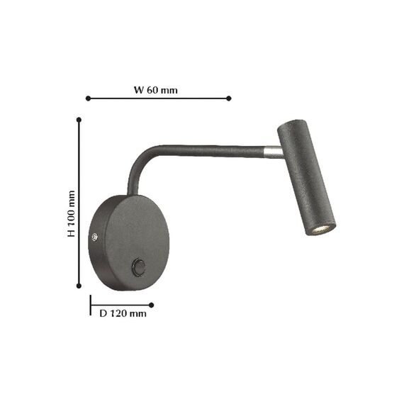 1960-1W, настенный светильник, D250xW100xH170, 1xLEDx3W, 240LM, 3000K, included, switch, изображение 2