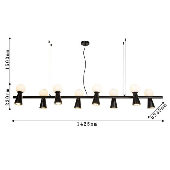 4095-8P, подвесная люстра, L1425xW330xH230/1730, 8xG9LEDx3W + 8xGU10x35W, excluded, изображение 3