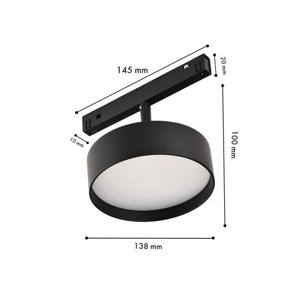 4584-1U, трековый светильник, D138xL145xH100, LEDx18W, 48V, 1280LM, 2700-5700K, CRI>90, beam angle:100, included, изображение 3