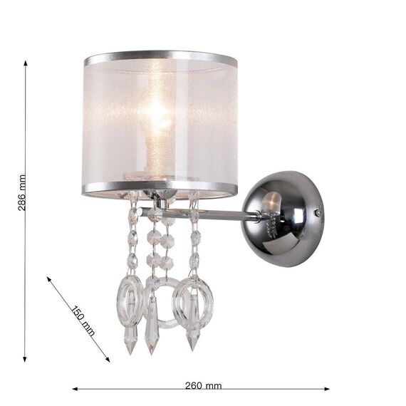 2869-1W, настенный светильник, D260xW150xH285, 1xE14x40W, excluded, изображение 3