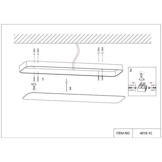 4078-1C, потолочный светильник, L1200xW200xH50, LEDx40W, 4000LM, 4000K, included, изображение 6