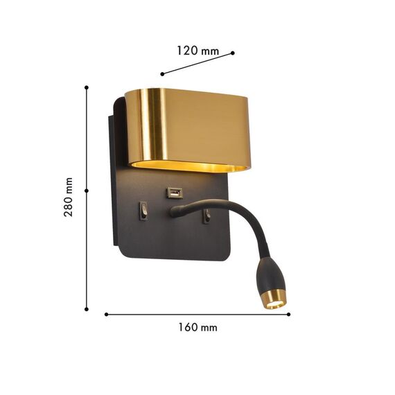 4475-2W, настенный светильник, D120xW160xH280, LEDx4W + LEDx1.5W, 220LM, 4000K, included, switch, изображение 2
