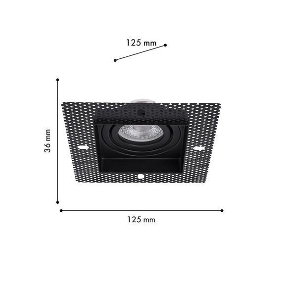 4536-1C, врезной светильник под штукатурку, L125xW125xH36, cutout:L80xW80, 1xGU10x35W, IP20, excluded, изображение 2