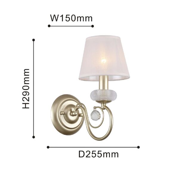 2665-1W, настенный светильник, D255xW150xH290, 1xE14x40W, excluded, изображение 3