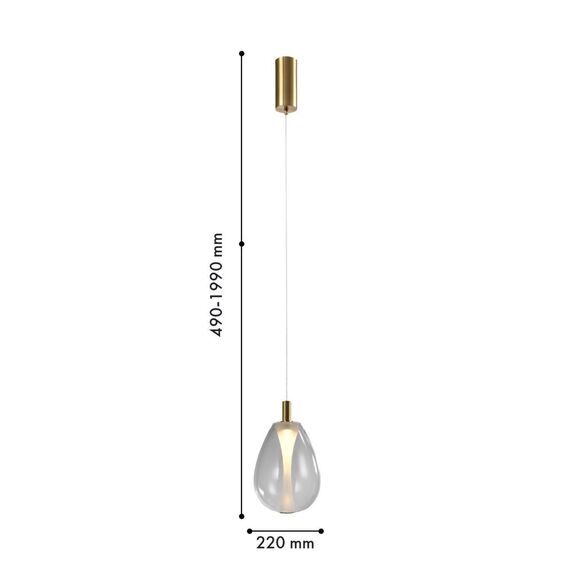 4257-2P, подвес, D220xH490/1990, LEDx4.3W, 520LM, 4000K, included, изображение 2