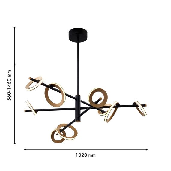4322-9P, подвесная люстра, D1020xH560/1460, 3xLEDx7W + 6xLEDx5W, 4080LM, 4000K, included, изображение 2