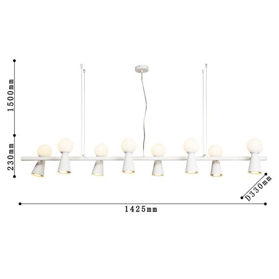 4094-8P, подвесная люстра, L1425xW330xH230/1730, 8xG9LEDx3W + 8xGU10x35W, excluded, изображение 3