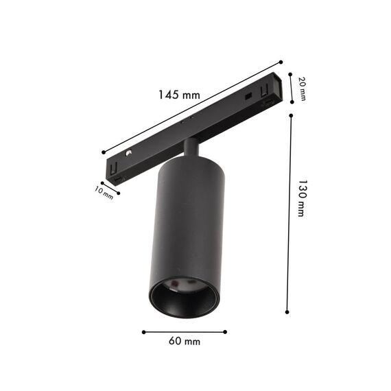 4582-1U, трековый светильник, D60xL145xH130, LEDx18W, 48V, 1020LM, 2700-5700K, CRI>90, beam angle:36, included, изображение 3