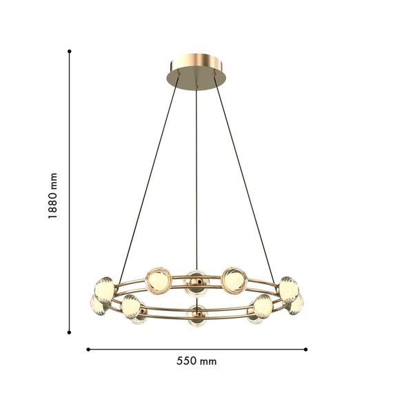 4382-12P, подвесная люстра, D550xH1880, 12xLEDx3.3W, 2800LM, 4000K, CRI>90, included, изображение 3