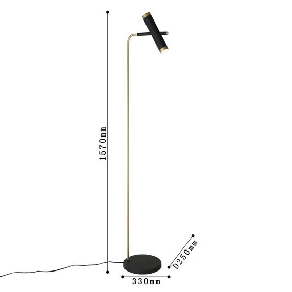 2324-2F, напольный светильник, D250xW330xH1570, 2xLEDx3W, 480LM, 4000K included, изображение 3