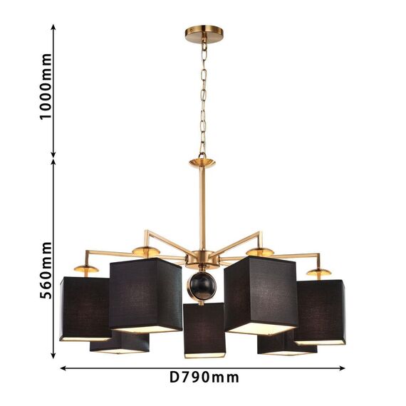 2822-7P, подвесная люстра, D790xH455/1520(H560/1625), 7xE14x40W, excluded, изображение 10