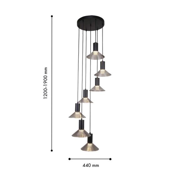 4622-7P, подвесная люстра, D440xH1200/1900, 7xLEDx6W, 3360LM, 3000K, included, изображение 3