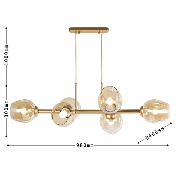 2362-6P, подвесная люстра, L980xW400xH300/1300, 6xE27x40W, excluded, изображение 3
