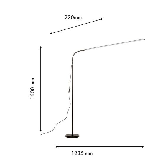 4515-1F, напольный светильник, L1235xW220xH1350/2000, LEDx20W, 1600LM, 3000K, included, switch, изображение 2