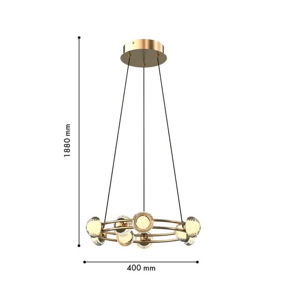 4382-9P, подвесная люстра, D400xH1880, 9xLEDx3.3W, 2100LM, 4000K, CRI>90, included, изображение 3