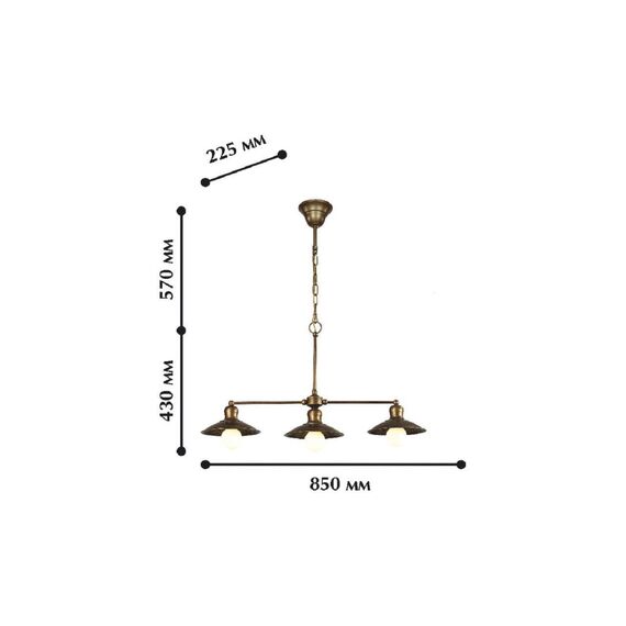 1214-3P1, люстра подвесная, L850xW225xH420/1620, 3xE27x60W, excluded, изображение 2