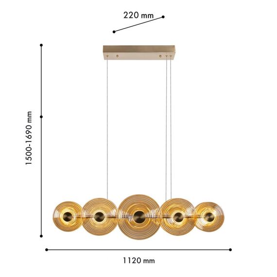 4571-10P, подвесная люстра, L1120xW220xH1500/1690, LEDx55W, 3800LM, 4000K, included, изображение 2