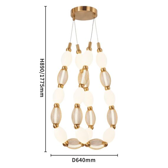 4559-2PC, подвесная/потолочная люстра, D200xH1780/2780 + D640xH890/1775 + D1800xH820/1725, 2xLEDx18W, 1990LM, 4000K, included, изображение 6