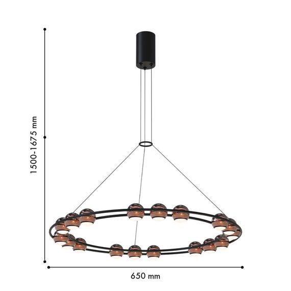 4561-18P, подвесная люстра, D650xH1500/1675, 18xLEDx4W, 4320LM, 4000K, included, изображение 2