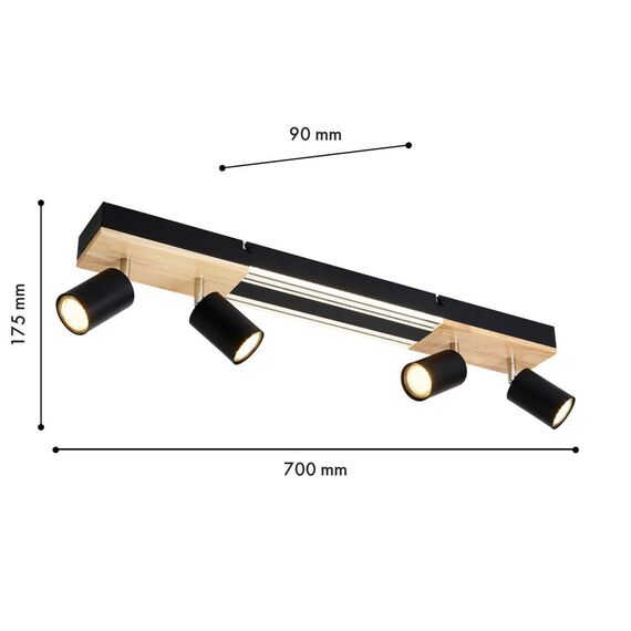 4437-4C, потолочный светильник, L700xW90xH175, 4xGU10x50W, excluded + LEDx12W, 1200LM, 4000K, included, изображение 3