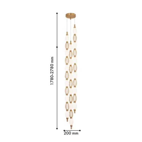 4559-3PC, подвесная/потолочная люстра, D200xH1780/2780 + D650xH890/1775 + D1980xH820/1725, 3xLEDx18W, 2910LM, 4000K, included, изображение 3