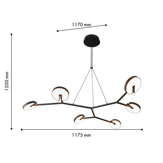 4401-6P, подвесная люстра, L1175xW1170xH1200, 6xLEDx12W, 6300LM, 3000K, IP20, included, изображение 2
