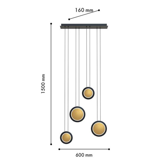 4562-4P, подвесная люстра, L600xW160xH1500, LEDx30W, 1800LM, 4000K, included, изображение 2