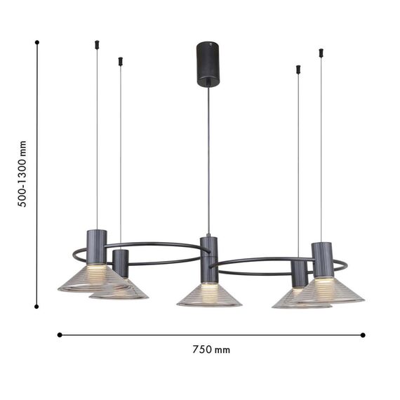 4622-5P, подвесная люстра, L750xW500xH500/1300, 5xLEDx6W, 2400LM, 3000K, included, изображение 3