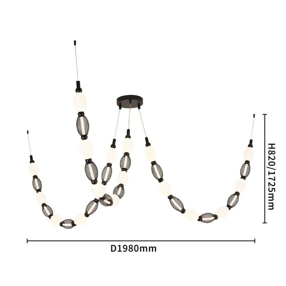 4560-3PC, подвесная/потолочная люстра, D200xH1780/2780 + D650xH890/1775 + D1980xH820/1725, 3xLEDx18W, 2230LM, 4000K, included, изображение 9